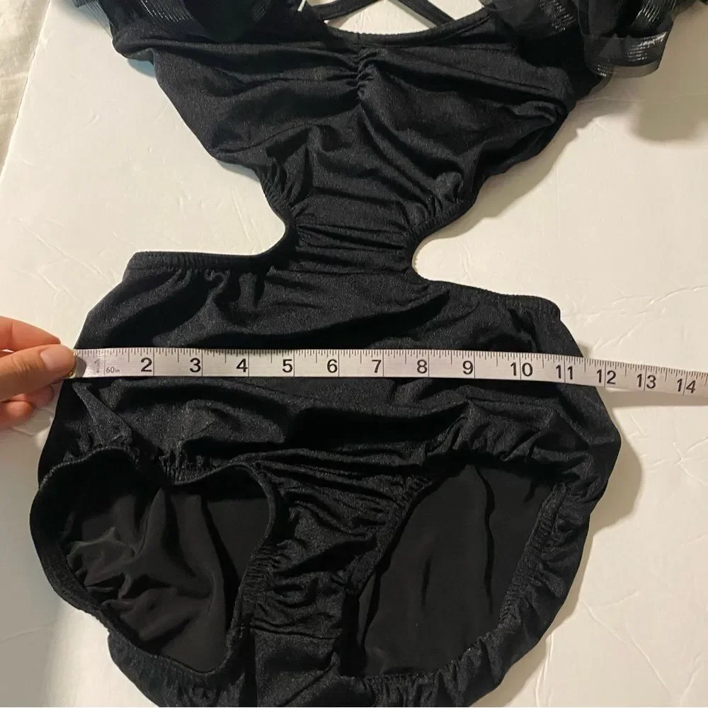 Kelle dance solo costume black COLOR THEORY 5343 ORGANDY SKIRT 4231 2 piece SA